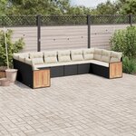 vidaXL Salon de jardin 10 Pièces avec coussins noir résine tressée