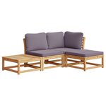 vidaXL Salon de jardin 4 Pièces avec coussins Bois d'acacia solide