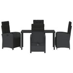 vidaXL Ensemble de salle à manger de jardin de 5 pièces avec coussins en poly rotin noir