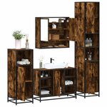vidaXL Ensemble meubles salle de bain 4 Pièces chêne fumé bois ingénierie