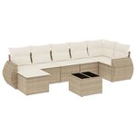vidaXL Salon de jardin avec coussins 8 Pièces beige résine tressée