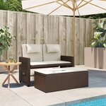 vidaXL Banc inclinable de jardin avec coussins marron résine tressée