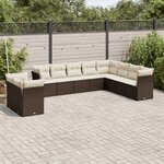 vidaXL Salon de jardin 10 Pièces avec coussins marron résine tressée