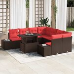 vidaXL Ensemble de Canapés 9 Pièces Marron et rouge polyrotin