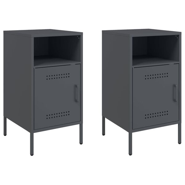 vidaXL Tables de chevet 2 Pièces anthracite 36x39x68 cm acier