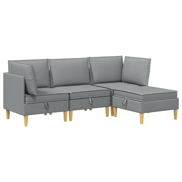 vidaXL Ensemble de meubles pour le salon 4 Pièces Gris clair Tissu