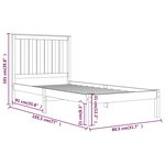 vidaXL Cadre de lit Blanc Bois de pin massif 75x190 cm Petit simple