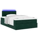 vidaXL Lit ottoman avec matelas et LED vert foncé 90x200cm velours
