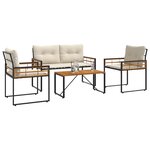 vidaXL Ensemble de meubles d'extérieur avec coussin 4 Pièces Crème