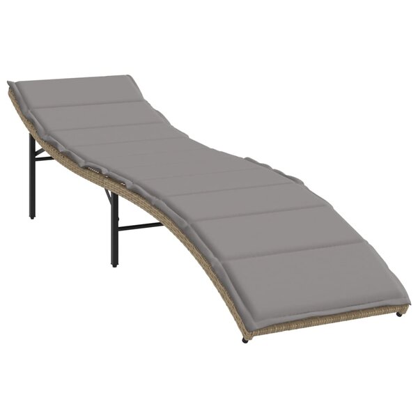 vidaXL Chaise longue avec coussin beige 55x199x50 cm résine tressée