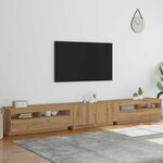 vidaXL Meuble TV avec lumières LED chêne artisanal bois d'ingénierie