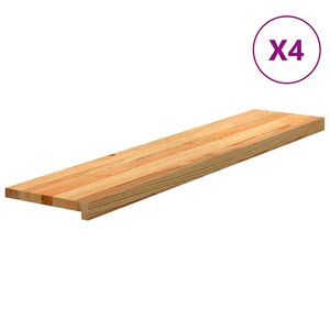 vidaXL Marches d'escalier 4 Pièces marron clair 120x25x2 cm chêne massif