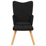 vidaXL Chaise de relaxation avec tabouret Noir Tissu
