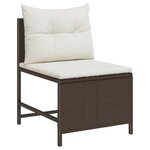 vidaXL Ensemble de canapés d'extérieur Marron et Crème Rotin  Bois  Tissu