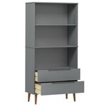 vidaXL Bibliothèque MOLDE Gris 85x35x170 5 cm Bois massif de pin