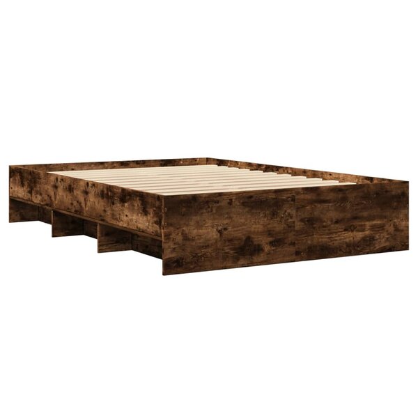vidaXL Cadre de lit sans matelas chêne fumé 140x190 cm bois ingénierie