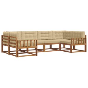 vidaXL Ensemble de canapés d'extérieur 6 pc Naturel et Beige