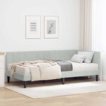 vidaXL Cadre de lit d'angle Gris clair 100 x 200 cm Velours