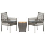 vidaXL Ensemble bistro de jardin 3 Pièces Gris Poly rotin