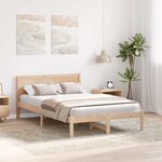 vidaXL Cadre de lit Marron 135 x 190 cm Bois de pin massif