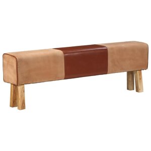 vidaXL Banc saut de cheval 160 cm Marron Cuir véritable et bois acacia