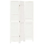 vidaXL Cloison de séparation 3 panneaux blanc bois de paulownia massif