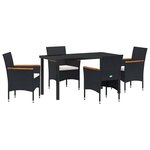 vidaXL Ensemble de salle à manger pour jardin 5 Pièces Noir polyrotin