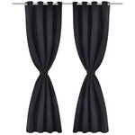 2 Pièces Rideau Blackout Occultant Noir avec Œillets en métal 135x245cm