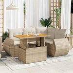 vidaXL Salon de jardin avec coussins 5 Pièces beige résine tressée
