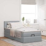 vidaXL Cadre de lit ottoman et matelas gris clair 90x190 cm tissu