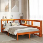vidaXL Lit bibliothèque sans matelas cire marron 120x190cm pin massif