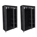 vidaXL Garde-robe en tissu 2 Pièces Noir