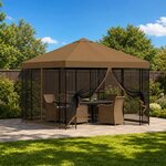 vidaXL Abri de jardin avec parois 3 x 3 m Taupe Polyester et Acier