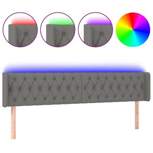 vidaXL Tête de lit à LED Gris foncé 183x16x78/88 cm Tissu