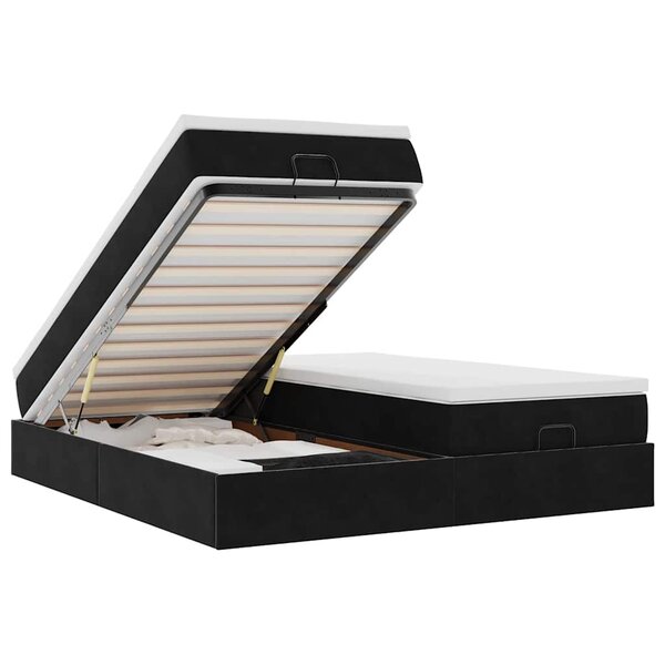VidaXL Cadre de lit ottoman avec matelas noir 200x200cm velours