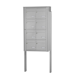 Bloc collectif Leabox  2x4  grade 3  simple face  Extérieur  fixation sur pieds à sceller  Gris clair RAL 7035 finition brillante