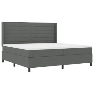 vidaXL Lit à ressorts avec matelas Gris foncé 200 x 200 cm tissu