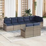 vidaXL Ensemble de canapé de jardin avec coussin 8 Pièces Gris Poly rotin