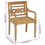 vidaXL Chaises Batavia lot de 2 et coussins bordeaux Bois teck massif