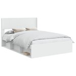 vidaXL Cadre de lit avec rangement et tête de lit Blanc 140 x 190 cm