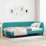 vidaXL Cadre de lit d'angle Turquoise 90 x 190 cm Velours