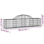 vidaXL Paniers à gabions arqués 20 Pièces 200x30x40/60 cm Fer galvanisé