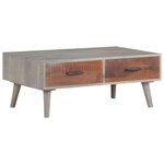 vidaXL Table basse Gris 100x60x40 cm Bois massif de manguier brut