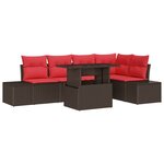 vidaXL Ensemble de canapé de jardin 6 Pièces Marron Poly rotin