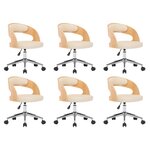 vidaXL Chaises pivotantes à manger lot de 6 bois courbé et similicuir