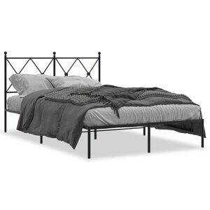 vidaXL Cadre de lit métal sans matelas avec tête de lit noir 120x190cm