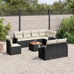 vidaXL Salon de jardin 9 Pièces avec coussins noir résine tressée