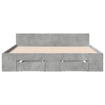 vidaXL Cadre de lit avec tiroirs sans matelas gris béton 120x190 cm