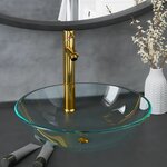 vidaXL Lavabo de bain avec robinet et drain à poussoir Verre trempé