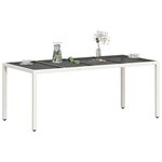 vidaXL Table de jardin avec dessus en verre blanc résine tressée